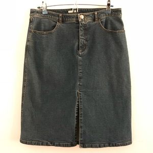HALOGEN Denim Skirt Front Slit Size 12